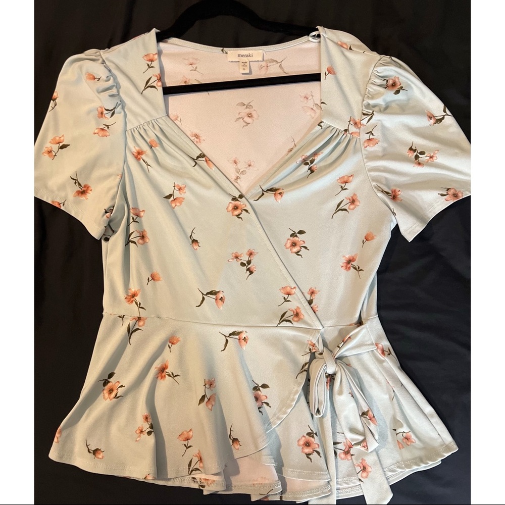 Floral Mint Peplum Top